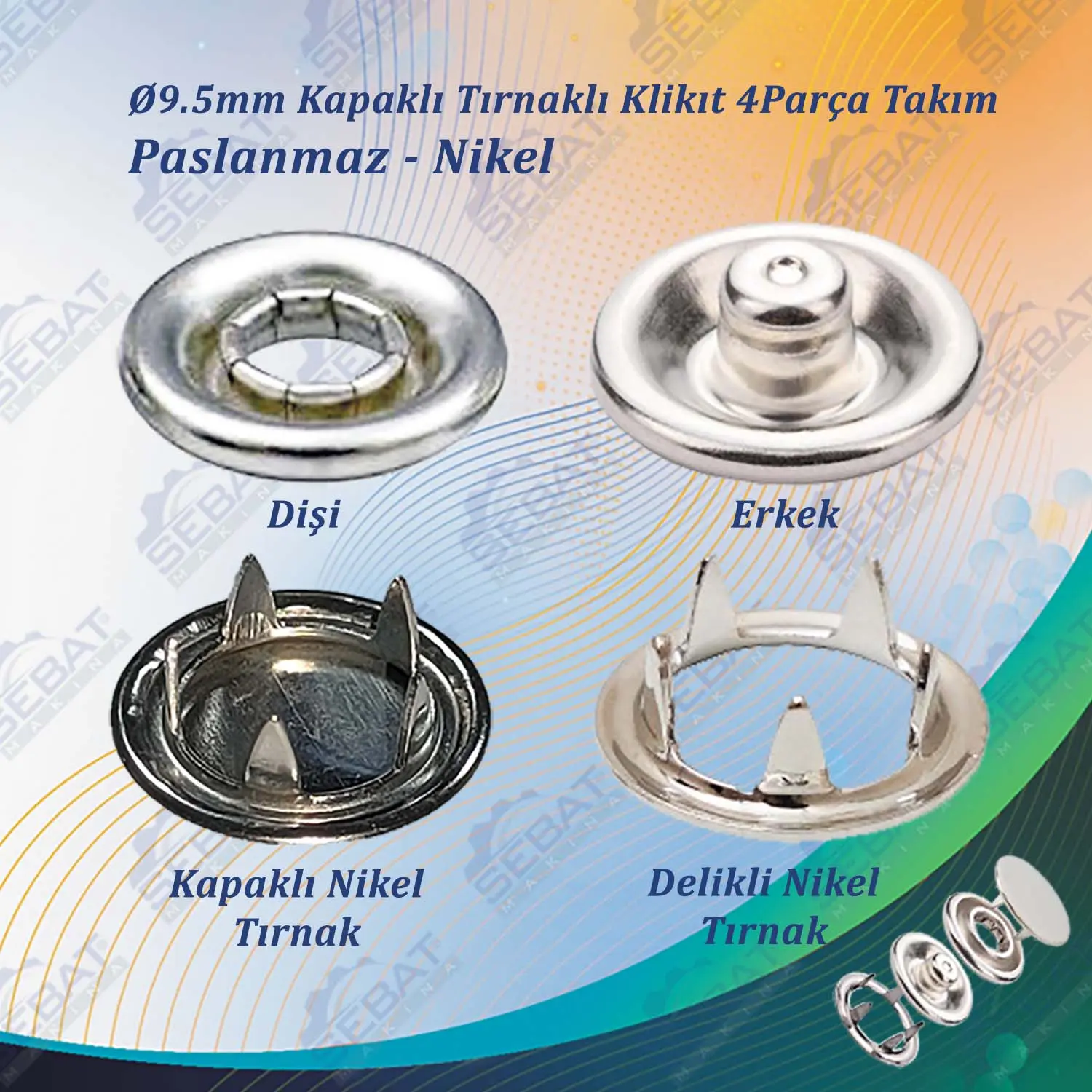 Stainless Steel Capped Klikit (Baby Snap Fastener) – Silver Color