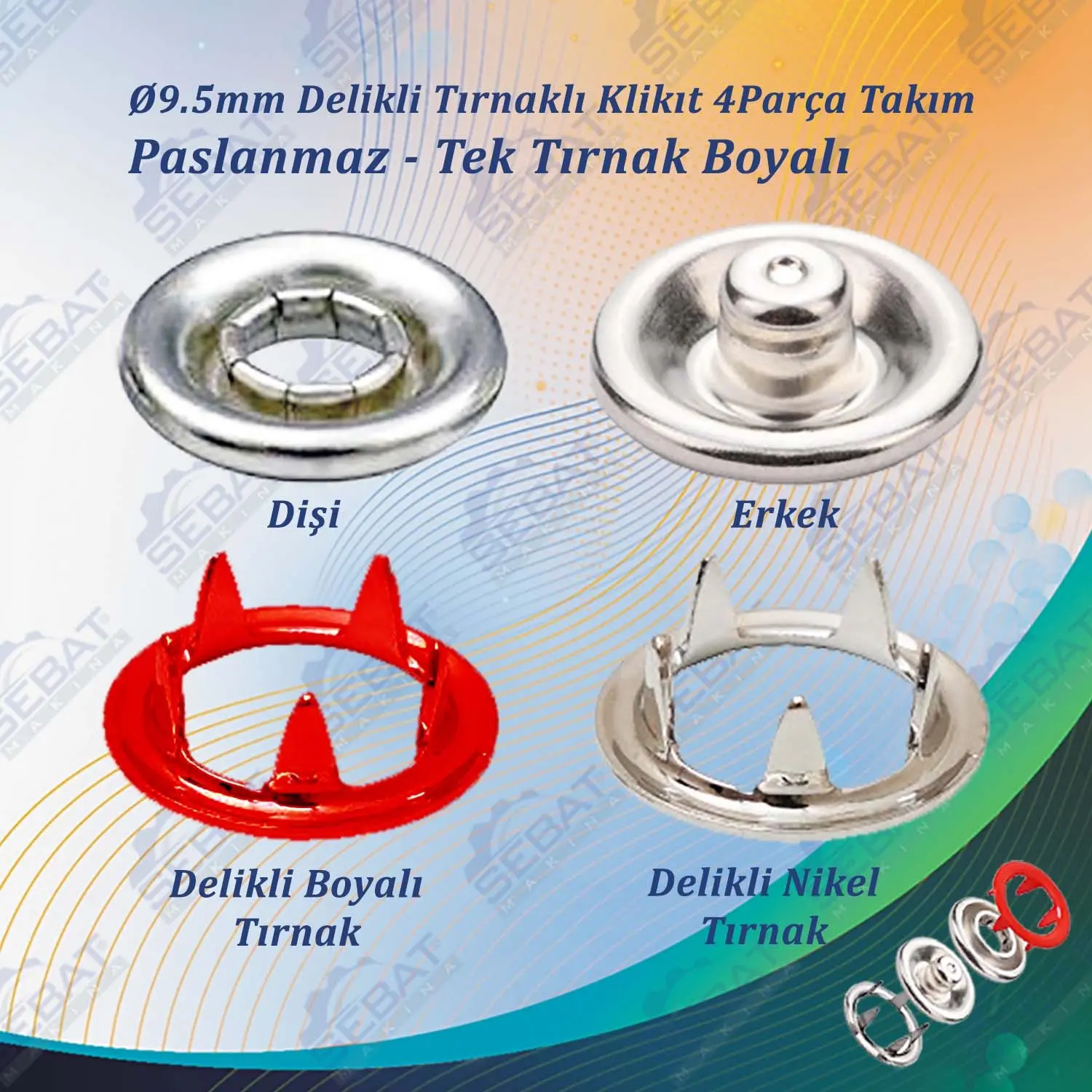 Paslanmaz Klikıt (Bebe Çıtçıtı) Tek Tırnak Boyalı
