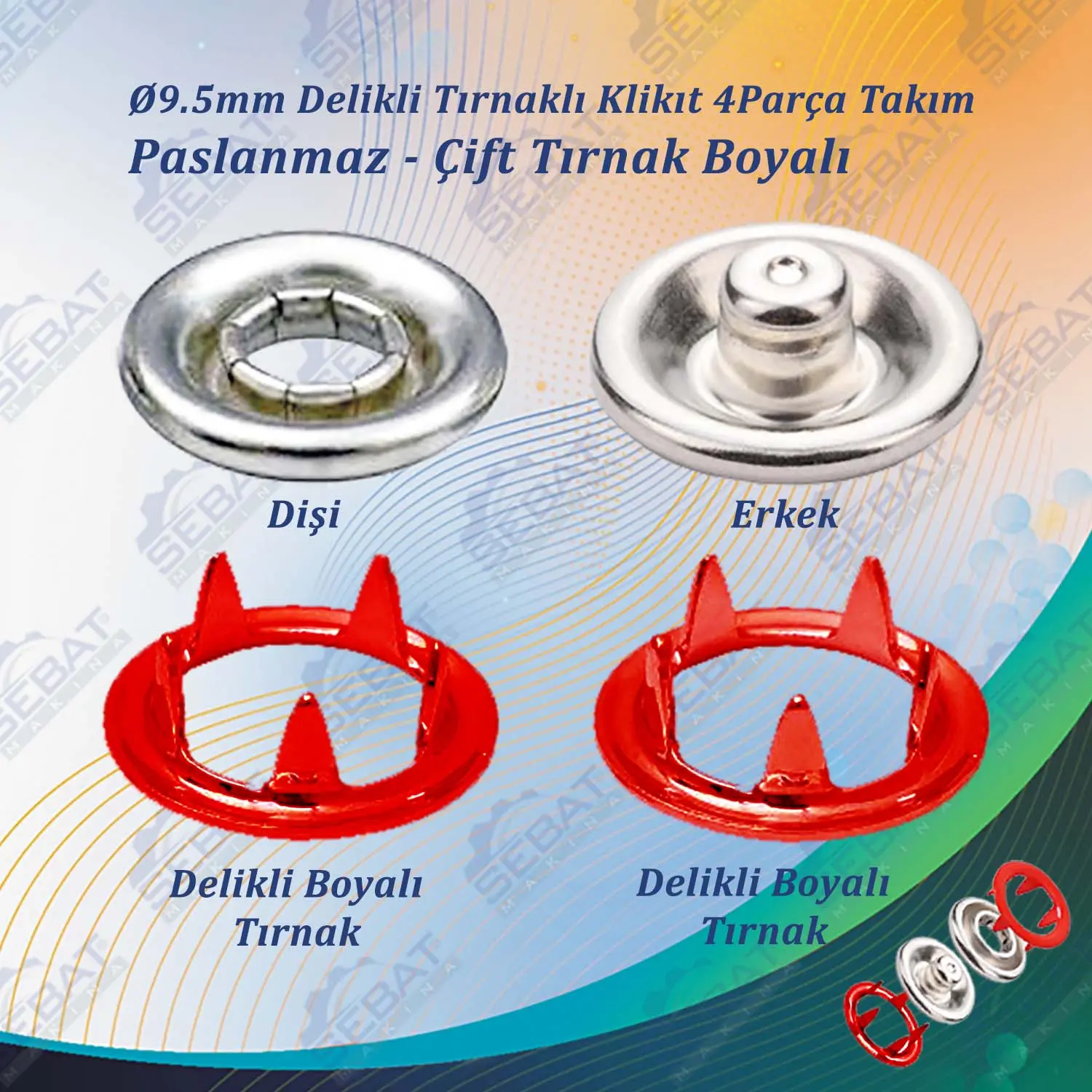 Stainless Steel Klikit (Baby Snap Fastener) – Double Prong Painted